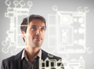 Engineer reading schematics